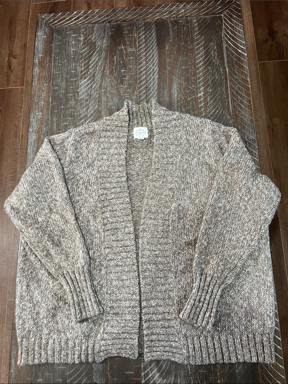 Cozy Open-Front Chunky Knit Cardigan - Brown Heather Size 2X.